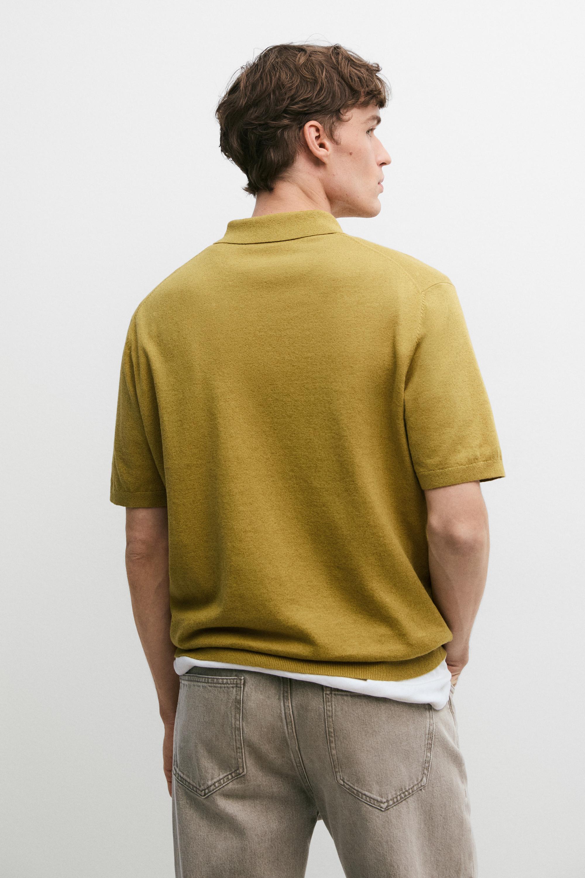 Polo en maille à manches courtes coton et lin